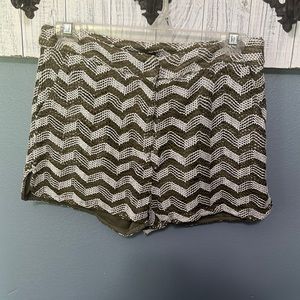 Zig zag print olive green and ivory boutique shorts